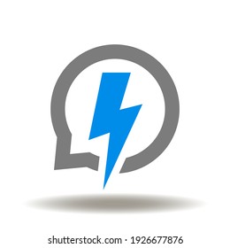 Speech bubble with thunder flash lightning vector icon. Shock Sale Symbol. Special promotion price offer logo.