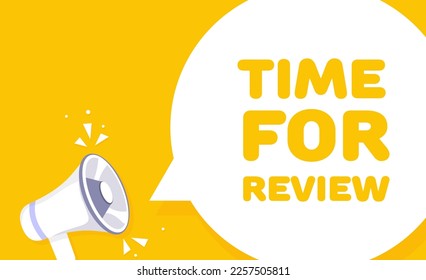 Speech bubble time for review text. Speech bubble with loudspeaker. Pop art style. Vector line icon for Business and Advertising