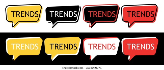 Speech Bubble Trends Icon Variations. Vector illustration isolated on black and white background.