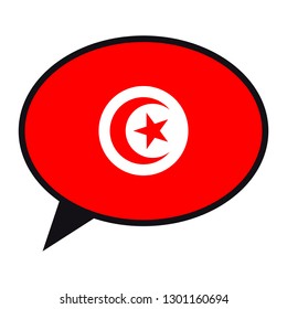 Speech bubble Tunisia flag on white background. Social communication symbol. Conversation icon, vector element.