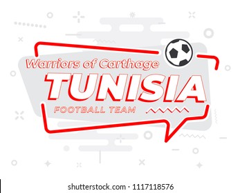 Speech Bubble TUNISIA with icon football, soccer ball. Vector Illustration.