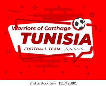 Speech Bubble TUNISIA with icon football, soccer ball. Vector Illustration.