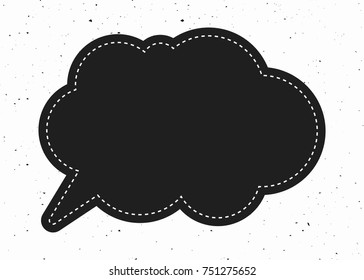 Speech bubble typographic emblem. Vector logo, text design. Black and white retro vintage illustration. Usable for banners, greeting cards, gifts.