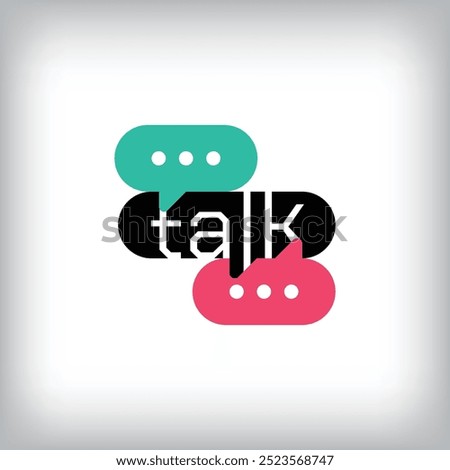 Speech bubble typography design. Unique human dialogue design. Team interview and development company design.