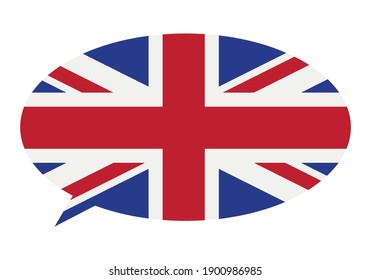 Speech bubble with UK flag.