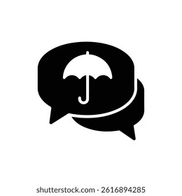 Speech Bubble with Umbrella Symbolizing Weather or Rainy Day Chats