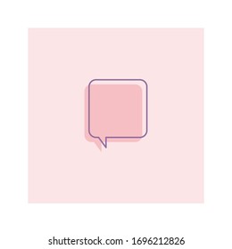 Speech Bubble. Unique shape. Separated Outline. Pink shadow. Blank empty sticker. Graphic Vector illustration. Cartoon Comic style. Simple, minimal design. Isolated Icon. Conversation concept