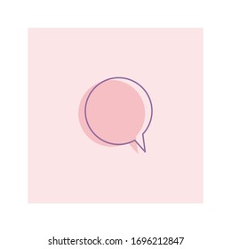 Speech Bubble. Unique shape. Separated Outline. Pink shadow. Blank empty sticker. Graphic Vector illustration. Cartoon Comic style. Simple, minimal design. Isolated Icon. Conversation concept