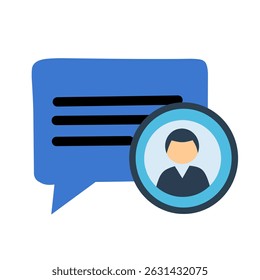 Speech bubble with user avatar icon, symbolizing personal messaging or user chat. Ideal for contact pages or apps