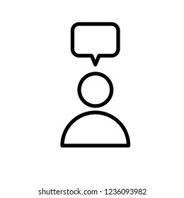 Speech bubble user outline icon. linear style sign for mobile concept and web design. Comment line vector icon