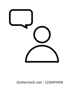 Speech bubble user outline icon. linear style sign for mobile concept and web design. Comment line vector icon