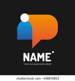 Speech bubble and user. Vector logo design. Business concept icon.