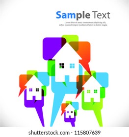 speech bubble vector background with house symbols