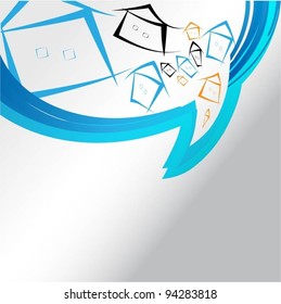 speech bubble vector background with house symbols