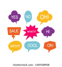 Speech bubble vector background template. Colorful design.