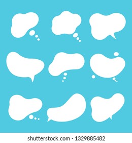 Speech bubble vector cartoon comics dialogue cloud set isolated on a blue background.