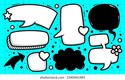 speech bubble vector in halftone style set