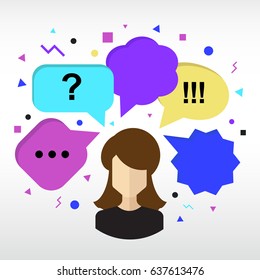 Speech Bubble Vector Icon Collection. Set of Thought Bubbles with Avatar