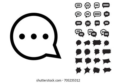 Speech Bubble Vector Icon Collection. Set of Thought Bubbles