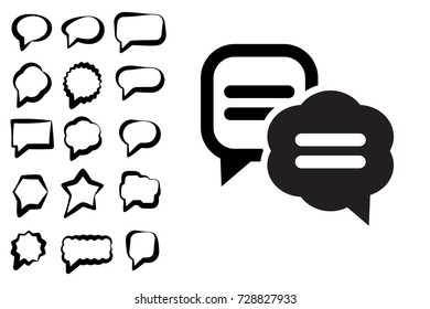Speech Bubble Vector Icon Collection. Set of Thought Bubbles