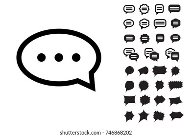 Speech Bubble Vector Icon Collection. Set of Thought Bubbles