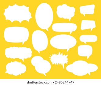 Vector pack de burbujas de voz nubes de varias Formas para frases de voz, texto de conversación y palabras en Ilustración vectorial de burbujas.