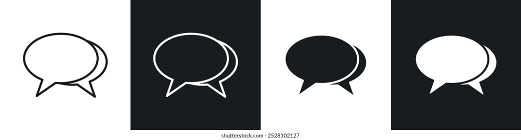 Speech bubble vector icon set in black and white