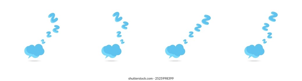 Speech bubble vector icon. Sleepy message bubble icon. A thought in a dream. Letters sign sleep vector. Zzzz dream bubble. Frame chat vector with sleep. Vector illustration.