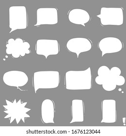 Speech bubble vector icons, doodle set, hand-drawn.