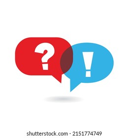 Speech Bubble Vector Icons with Question and Exclamation Marks. Thought Bubbles Symbol, Dialog Sign, Talk Cloud Silhouette, Discussion Pictogram, Chat Box Vector Illustration