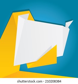 speech bubble vector illustration. abstract paper origami orange banner template for website, cover and unusual creative banner design