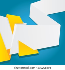 speech bubble vector illustration. abstract paper origami orange banner template for website, cover and unusual creative banner design