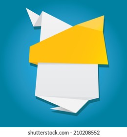 speech bubble vector illustration. abstract paper origami orange banner template for website, cover and unusual creative banner design