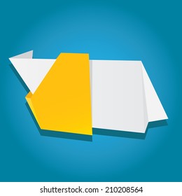 speech bubble vector illustration. abstract paper origami orange banner template for website, cover and unusual creative banner design