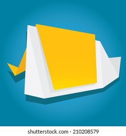 speech bubble vector illustration. abstract paper origami orange banner template for website, cover and unusual creative banner design