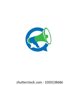 speech bubble vector illustration. social media logo. talk bubble with megaphone. speak up logo icon design.