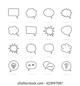 Vektorsymbole mit Sprachblase, minimales Piktogramm-Design, bearbeitbarer Strich für jede Auflösung