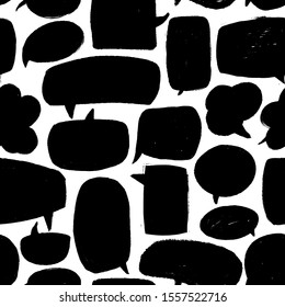 Speech bubble vector seamless pattern. Hand drawn set of black and white comic elements. Silhouette doodle speech bubble pattern. Ornament design for your wallpaper, textile, web, banner etc.