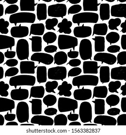 Speech bubble vector seamless pattern. Hand drawn set of black and white comic elements. Silhouette doodle speech bubble pattern. Ornament design for your wallpaper, textile, web, banner etc.