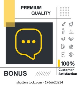 Speech bubble vector thin line icon with modern background