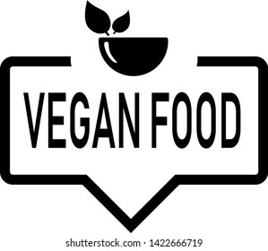 speech bubble with VEGAN FOOD text. linear flat trend modern minimal word logotype graphic art design element isolated on white.