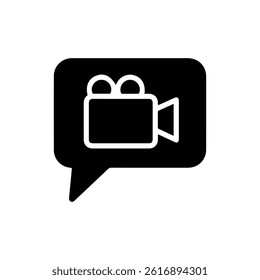 Speech Bubble with Video Camera Representing Video Chats or Recording