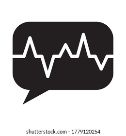speech bubble with voice frequency pulse icon over white background, silhouette style, vector illustration