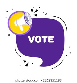 Speech bubble with vote text. Speech bubble with loudspeaker. Pop art style. Vector line icon for Business and Advertising