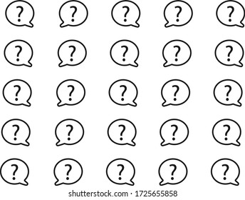Speech bubble and what symbol line icons. Background vector  