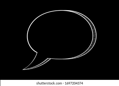 Sprecht eine Blase. Weißes Symbol auf schwarzem Hintergrund. Vektorillustration