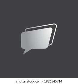 Speech bubble white icon on gray background