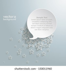 Speech bubble and white stars on the grey background. Eps 10 vector file.