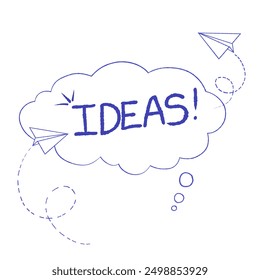 Speech bubble whith paper airplane, flying ideas