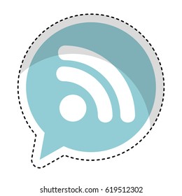 speech bubble with wifi signal connection icon
